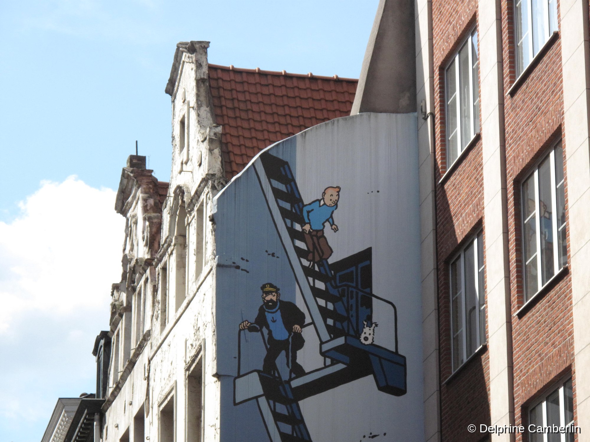 Tintin and Captain Haddock mural Brussels Comic Strip Route