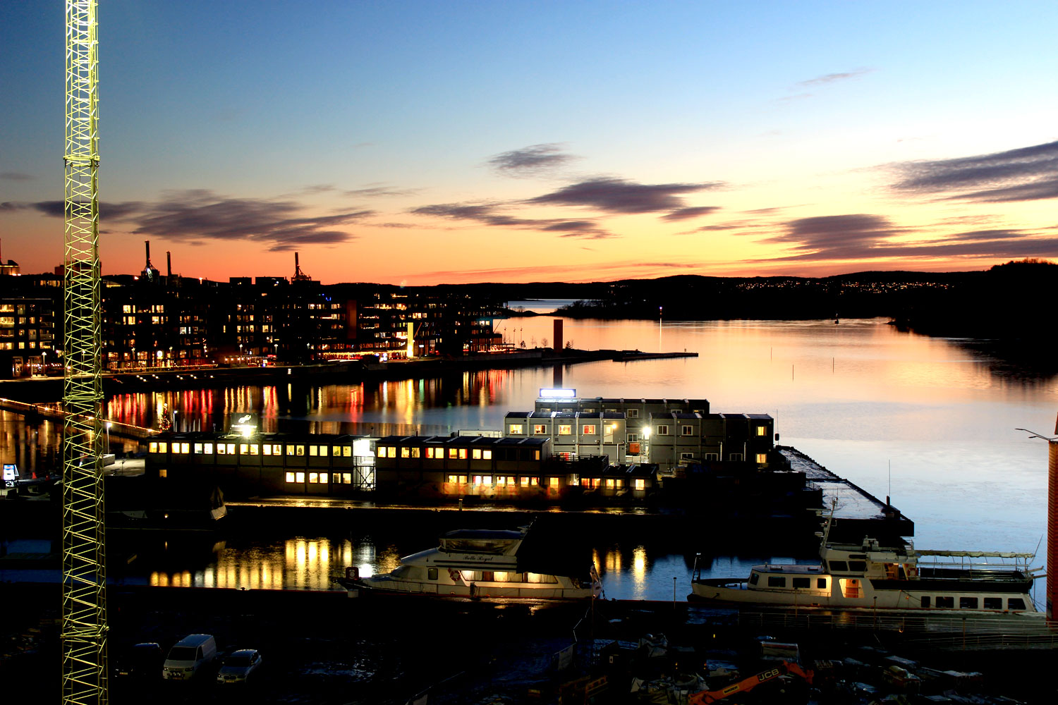 Harbour sunset Norway west coast golden hour