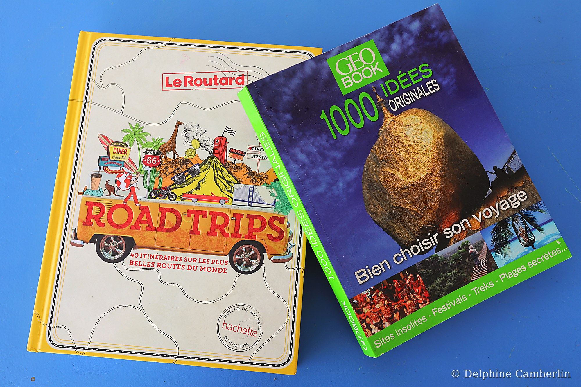 Le Routard and GEO Book travel guides flat lay