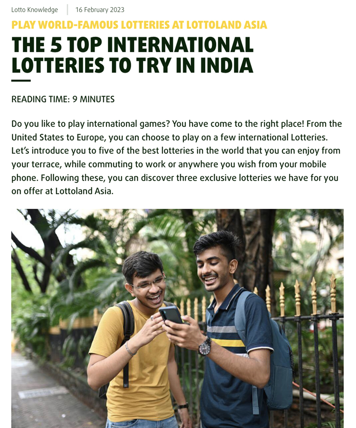 The Top international lotteries