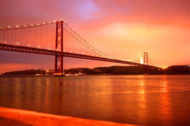 Night photography - Lisbon bridge at dusk
